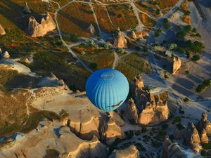 National Park Goreme, Turkey, Balloon, Aerial View, rocks, Cappadocia