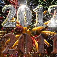 New, year, Artificial, Fires, numbers