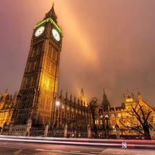 Big Ben, England, Night, London