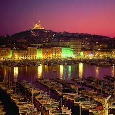 Old car, Marseille, night, port