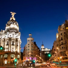 Madrid, Town, Night, Spain