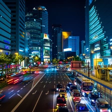 Osaka, Town, Night, Japan