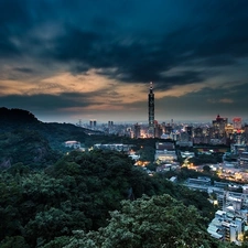 Taipei, China, Night, panorama, Town, Taiwan