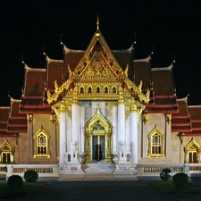 Night, Marble Temple, Bangkok, temple, Thailand