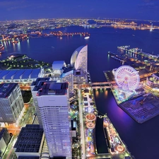 Yokohama, Japan, City at Night, Aerial View, Tokyo Bay, Honshu Island