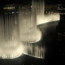 Night, Fountains, Town