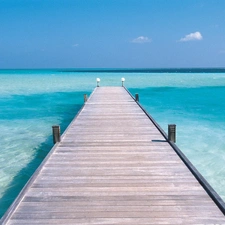 Ocean, pier, blue