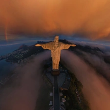 clouds, Fog, Rio de Janeiro, Statue of Christ the Redeemer, Brazil