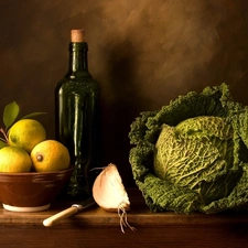 cabbage, lemons, onion, Wine