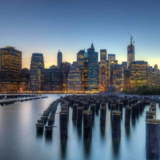 Pale, skyscrapers, water