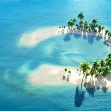 sea, Island, Palms, Desert