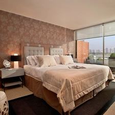 Window, house, panorama, town, View, Bedroom