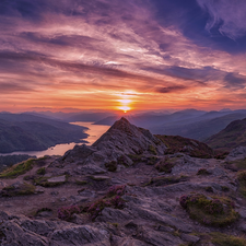 Stirling County, Ben Aan Hill, Great Sunsets, Loch Katrine Lake, Loch Lomond and the Trossachs National Park, Scotland, Mountains