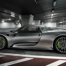 Porsche, Spyder, parking, 918