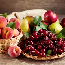 Fruits, Cherries, peaches, Apples