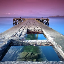 pier, sea, damaged