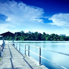 Sky, viewes, pier, trees