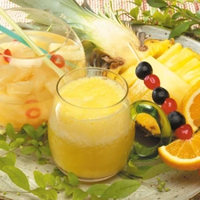 salad, juice, pineapple, fruit