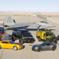 plane, Hangar, different, cars, airport