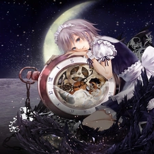 Planet, girl, Clock