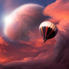 Planet, Balloon, clouds