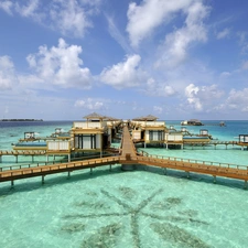 an, sea, Platform, Tropical, piles, Houses