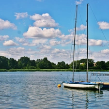 Platform, lake, Yacht