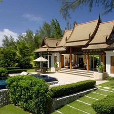Pool, Thailand, villa, Garden, house