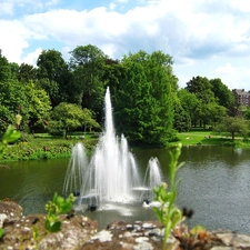 promenade, Park, fountain