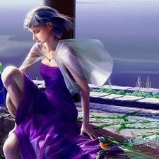 girl, graphics, purple, dress, ##, Kagaya