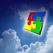 windows, system, puzzle, clouds, XP, operating