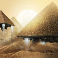 Pyramids, fantasy, Departing