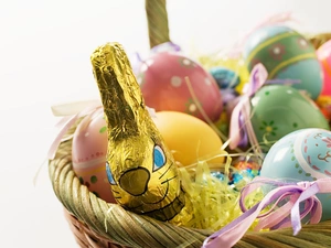 rabbit, basket, Blessing, eggs, Easter