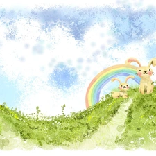 Great Rainbows, Easter, rabbits