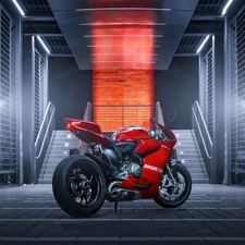 Ducati 1199 Paginale, Red, motor-bike