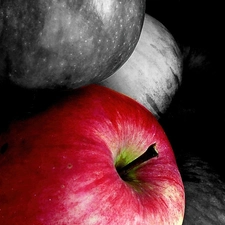 Red, apples, one