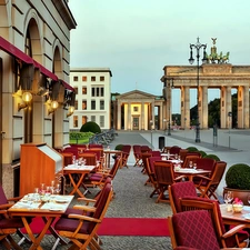 Restaurant, Gate, town, Brandenburg, fragment, Adlon, Hotel hall, Berlin