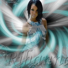 graphics, Waves, Rihanna, blue