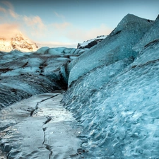 Mountains, Frozen, River, ice