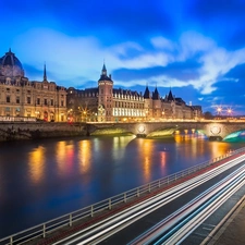 Paris, bridge, River, France