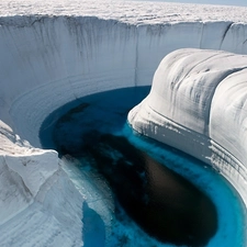 River, canyon, snow