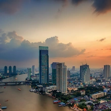 Thailand, Town, River, Bangkok