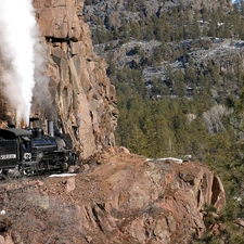 rocks, abyss, trees, viewes, Train