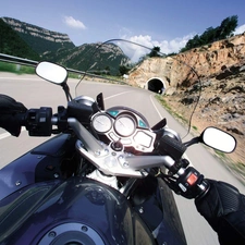 rocks, Motorbike, road