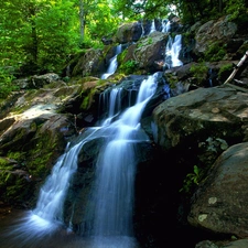 waterfall, rocks