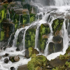 waterfall, rocks