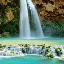 waterfall, rocks