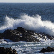 rocks, sea, Waves