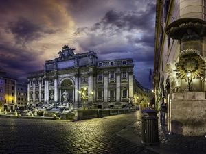 Italy, Rome, night, Street, Town