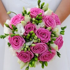 roses, marriage, young, bouquet, lady